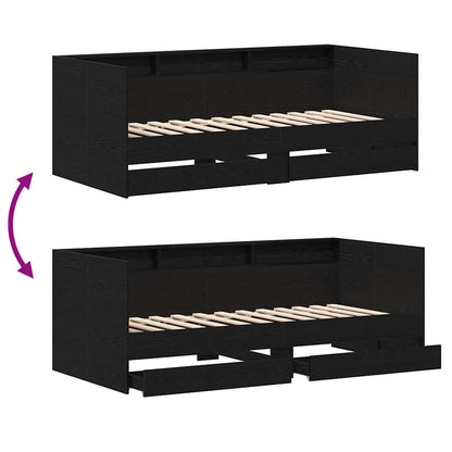 Daybed Se Zásuvkou Černý Dub 90 X 200 Cm Kompozitní Dřevo