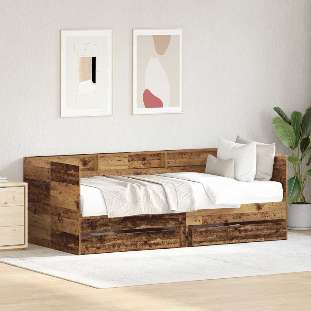 Daybed Se Zásuvkou Staré Dřevo 90 X 190 Cm Kompozitní Dřevo