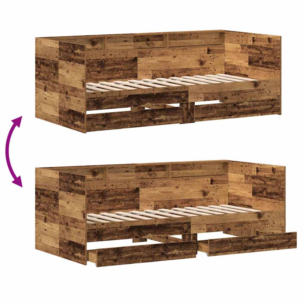 Daybed Se Zásuvkou Staré Dřevo 90 X 190 Cm Kompozitní Dřevo
