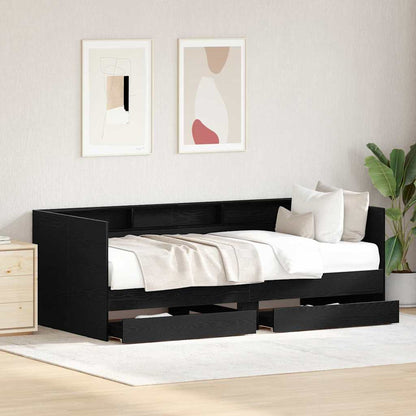 Daybed Se Zásuvkou Černý Dub 90 X 190 Cm Kompozitní Dřevo