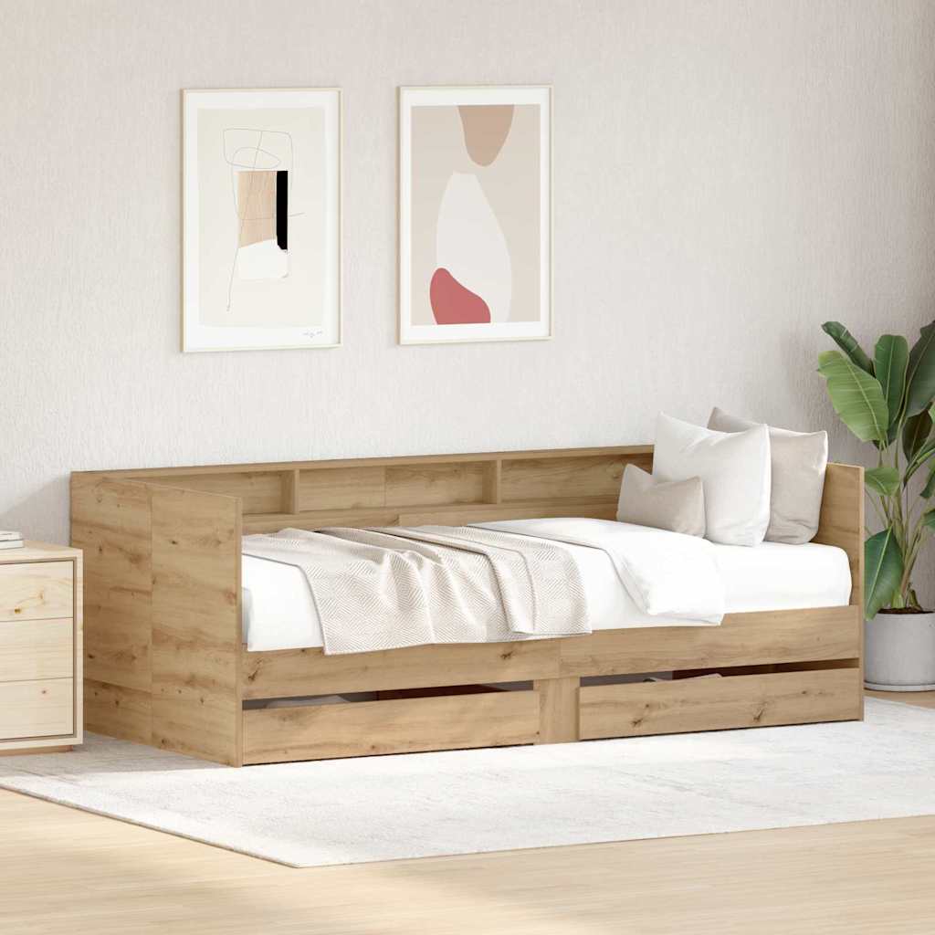Daybed Se Zásuvkou Artisanový Dub 75 X 190 Cm Kompozitní Dřevo