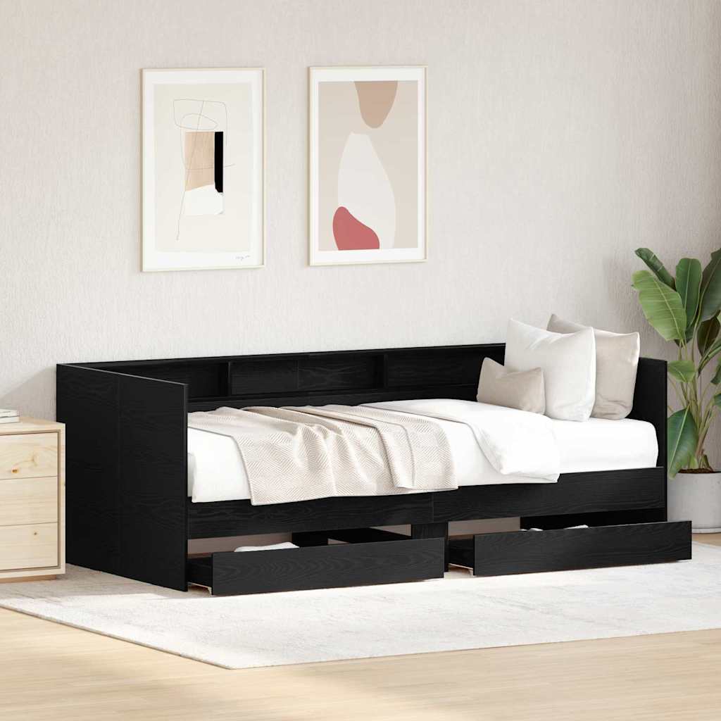 Daybed Se Zásuvkou Černý Dub 75 X 190 Cm Kompozitní Dřevo