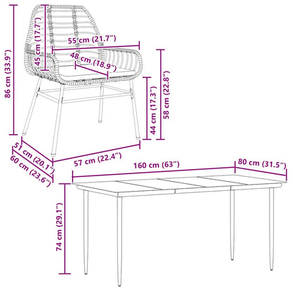 5Dílný Zahradní Jídelní Set S Poduškami Hnědý Polyratan Sklo