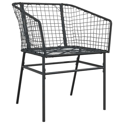 7Dílný Zahradní Jídelní Set Černý Polyratan Sklo