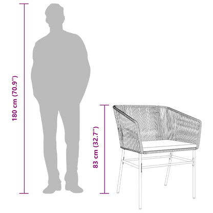 3Dílný Zahradní Jídelní Set S Poduškami Šedý Polyratan Sklo
