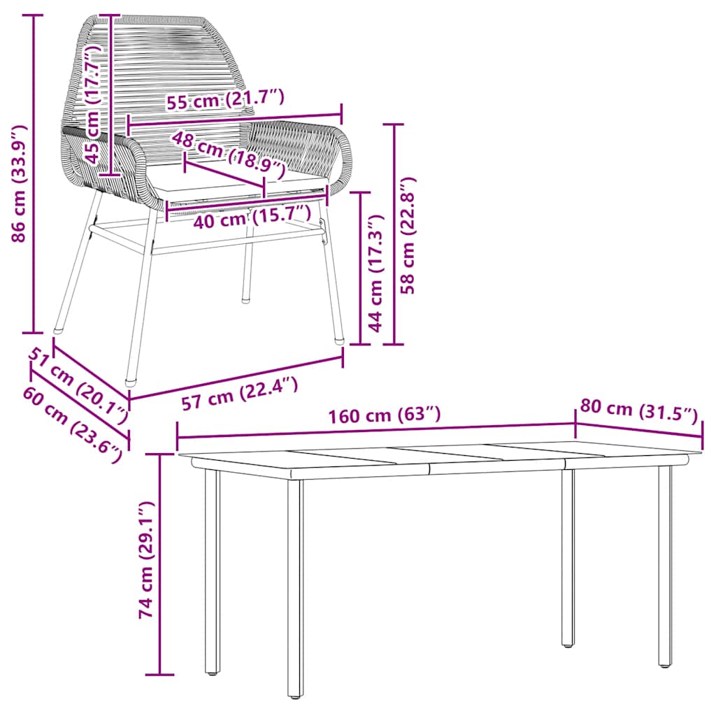 5Dílný Zahradní Jídelní Set S Poduškami Černý Polyratan Sklo