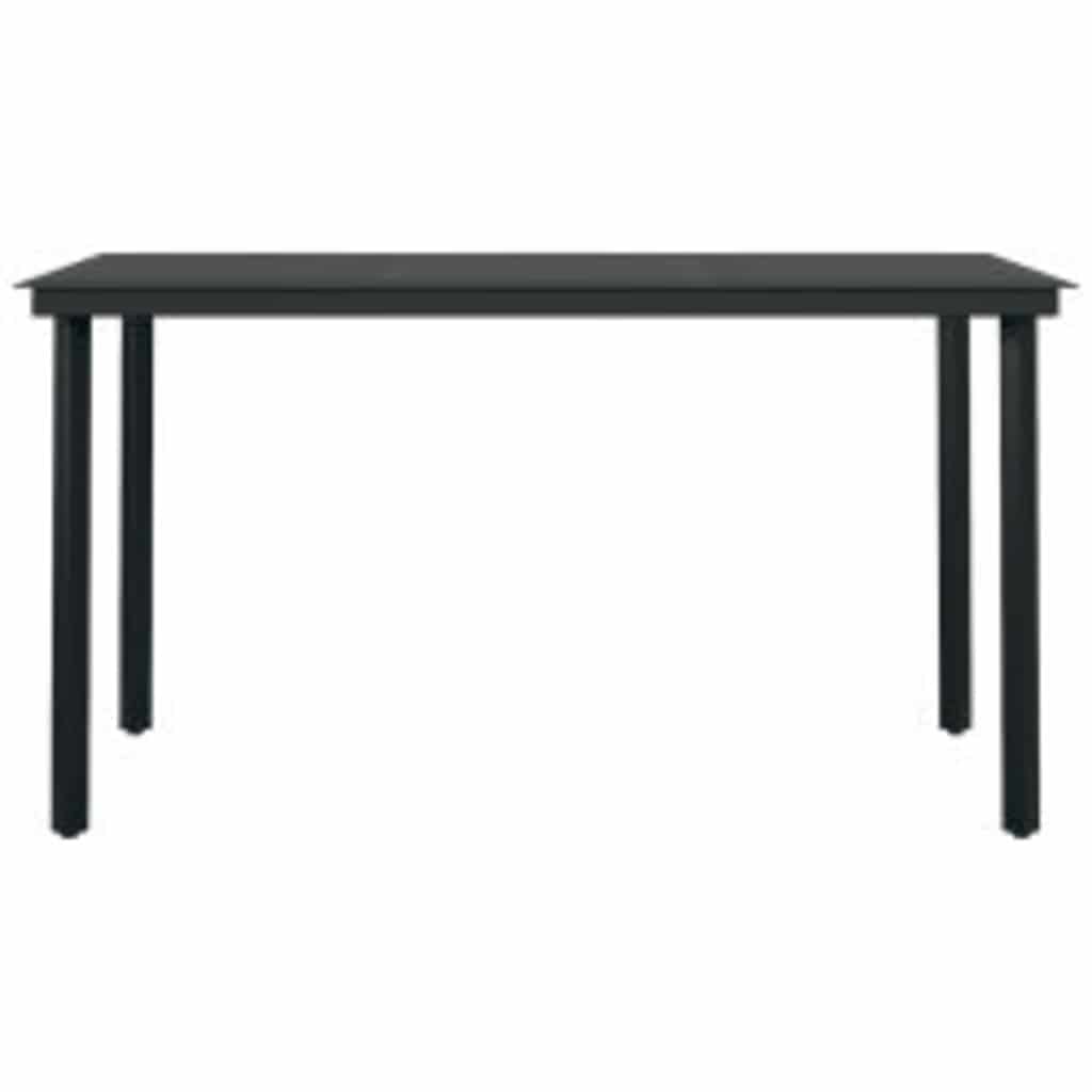 5Dílný Zahradní Jídelní Set S Poduškami Černý Polyratan Sklo