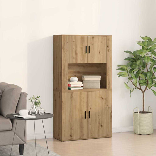 Vysoký Bufet Artisanový Dub 80 X 33 X 150 Cm Kompozitní Dřevo