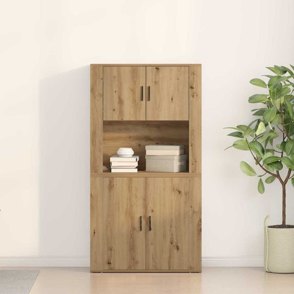 Vysoký Bufet Artisanový Dub 80 X 33 X 150 Cm Kompozitní Dřevo