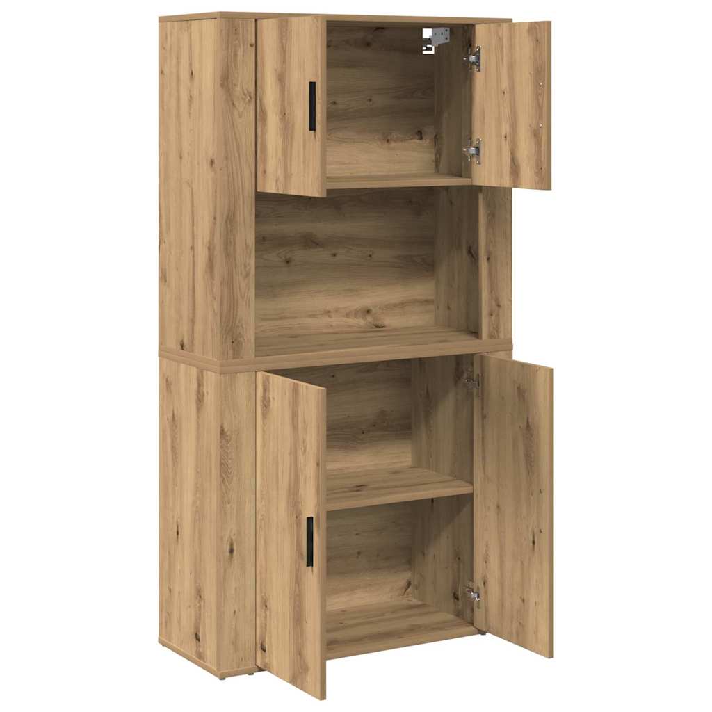 Vysoký Bufet Artisanový Dub 80 X 33 X 150 Cm Kompozitní Dřevo