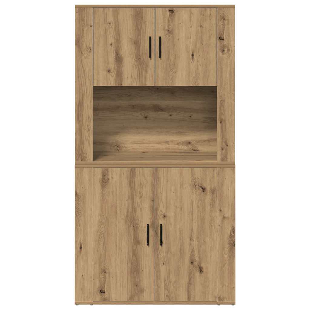 Vysoký Bufet Artisanový Dub 80 X 33 X 150 Cm Kompozitní Dřevo