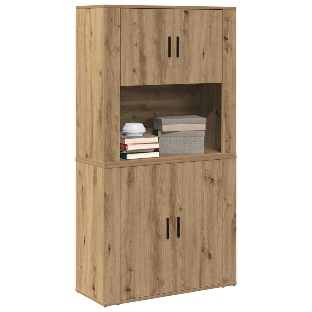 Vysoký Bufet Artisanový Dub 80 X 33 X 150 Cm Kompozitní Dřevo