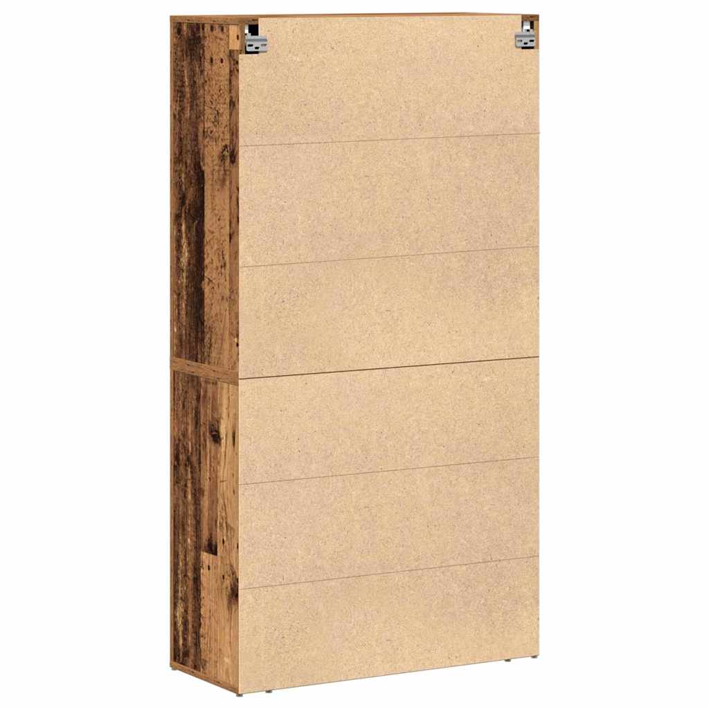 Vysoký Bufet Staré Dřevo 80 X 33 X 150 Cm Kompozitní Dřevo