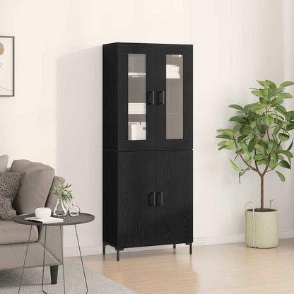 Vysoký Bufet 2 Ks Černý Dub 69,5 X 34 X 180 Cm Kompozitní Dřevo