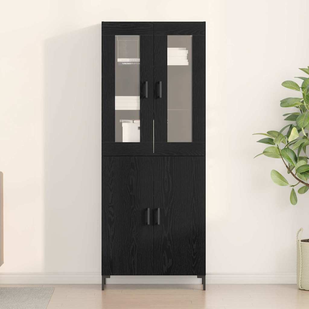 Vysoký Bufet 2 Ks Černý Dub 69,5 X 34 X 180 Cm Kompozitní Dřevo