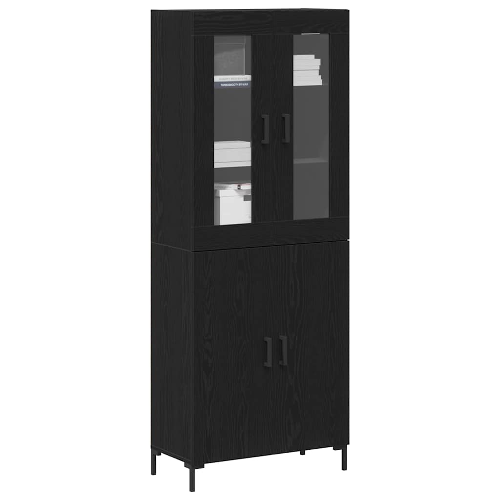 Vysoký Bufet 2 Ks Černý Dub 69,5 X 34 X 180 Cm Kompozitní Dřevo