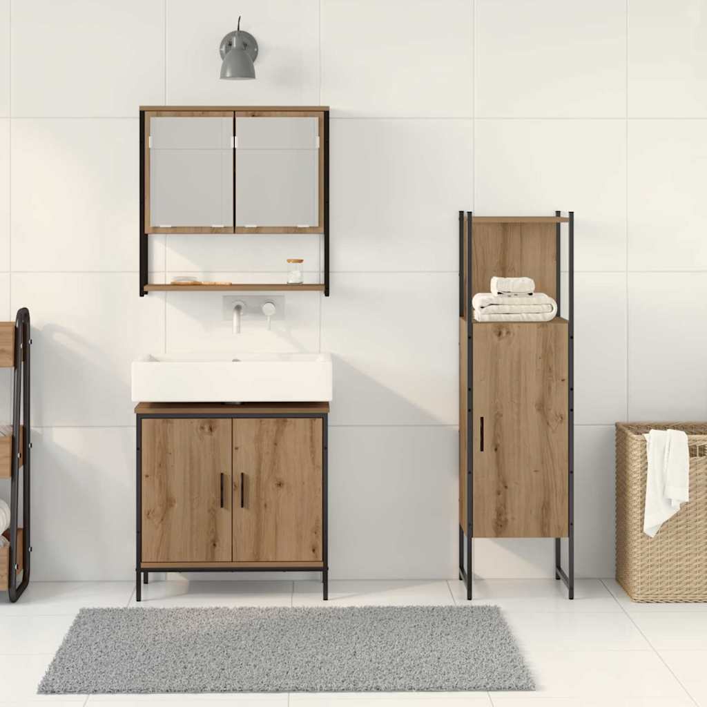 Sada Koupelnového Nábytku 3 Ks Hnědá 33 X 33 X 113,5 Cm