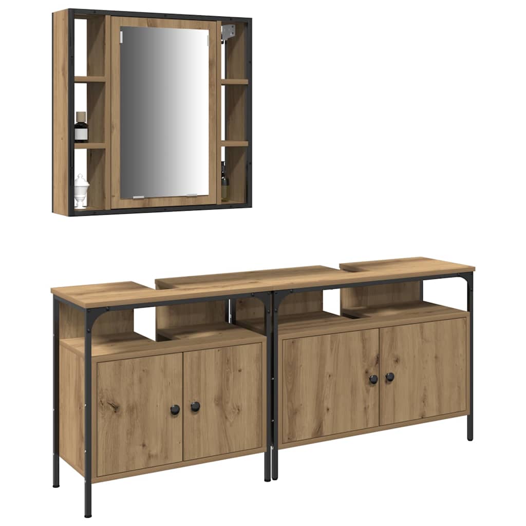 Koupelnové Umyvadlové Jednotky 3 Ks Hnědá 80 X 30 X 60 Cm