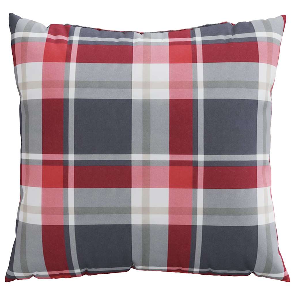 Polštáře Na Pohovku 4 Ks Červený Kostkovaný Vzor 60 X 60 Cm Látkové