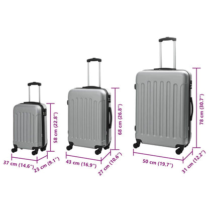 Kufr Se Zámkem 3 Pcs Stříbrná 50 X 31 X 78 Cm Abs Plast