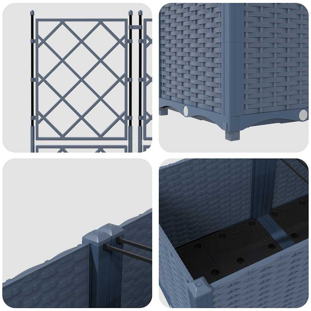 Zahradní Pěstebník 3 Pcs Šedý 80 X 80 X 143 Cm Plast