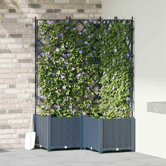 Zahradní Pěstebník 3 Pcs Šedý 80 X 80 X 143 Cm Plast