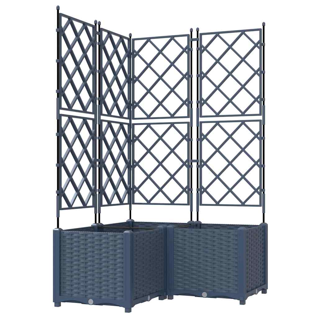 Zahradní Pěstebník 3 Pcs Šedý 80 X 80 X 143 Cm Plast