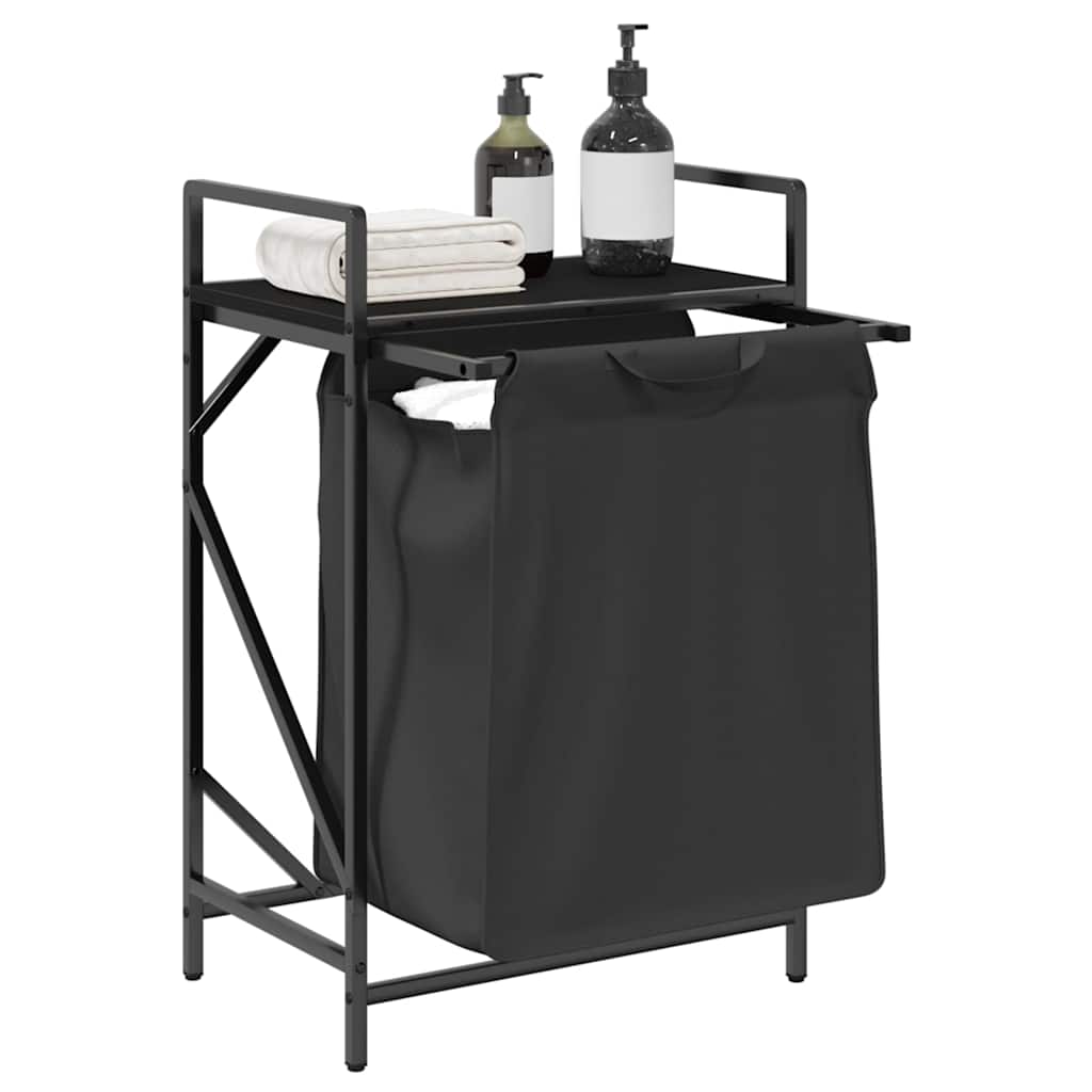 Koš Na Prádlo Se 1 Přihrádkou A Policí Černý Dub