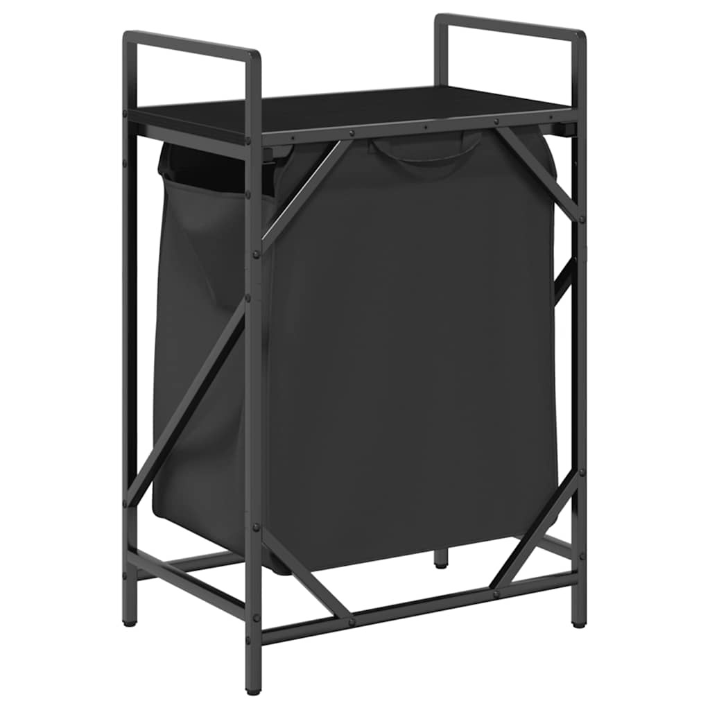Koš Na Prádlo Se 1 Přihrádkou A Policí Černý Dub