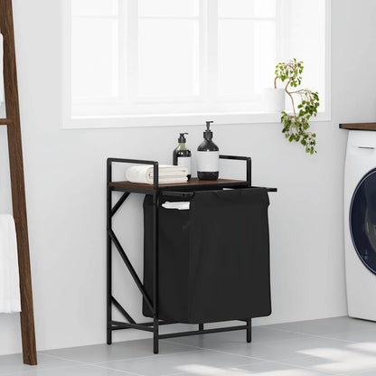 Koš Na Prádlo Se 1 Přihrádkou A Policí Černý Dub