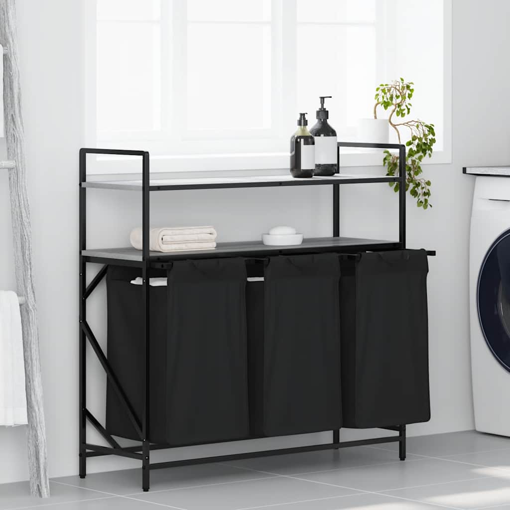 Koš Na Prádlo Se 3 Přihrádkami A Policemi