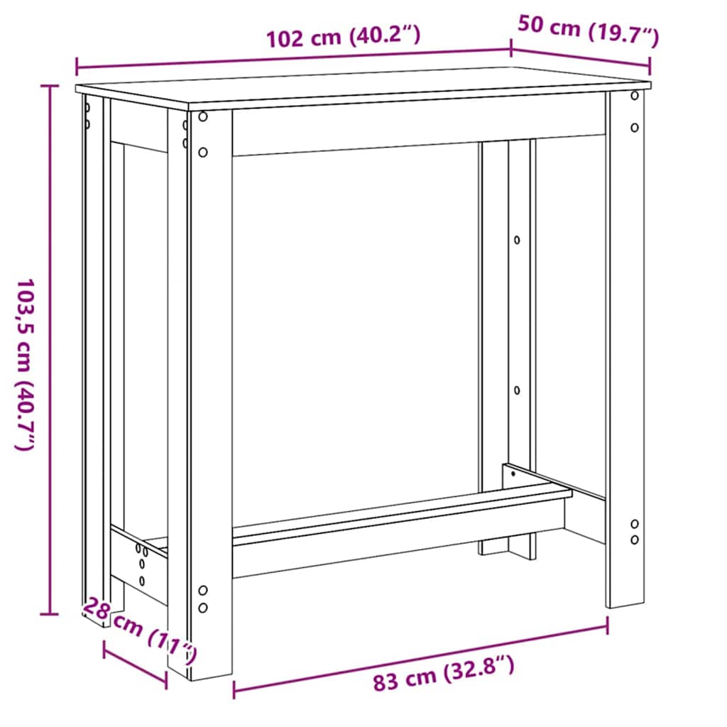 Barový Stůl 102 X 50 X 103,5 Cm Kompozitní Dřevo Černý Dub