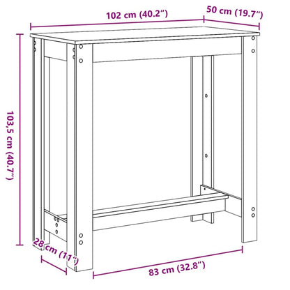 Barový Stůl 102 X 50 X 103,5 Cm Kompozitní Dřevo Černý Dub