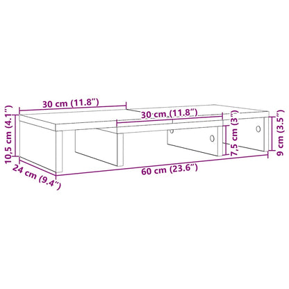 Nastavitelný Stojan Na Monitor, Černý Dub 60 X 24 X 10,5 Cm, Konstrukční Dřevo