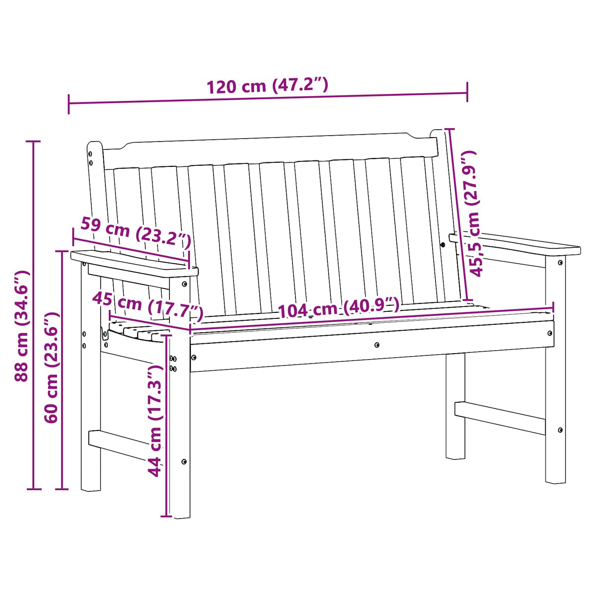 Zahradní 120 X 59 X 88 Cm Hdpe