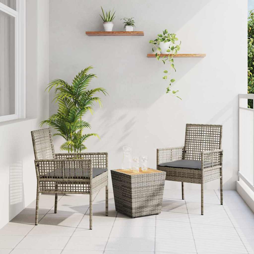 Zahradní Bistro Set 3 Ks Šedá Polyratan