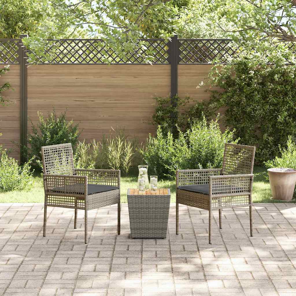 Zahradní Bistro Set 3 Ks Šedá Polyratan