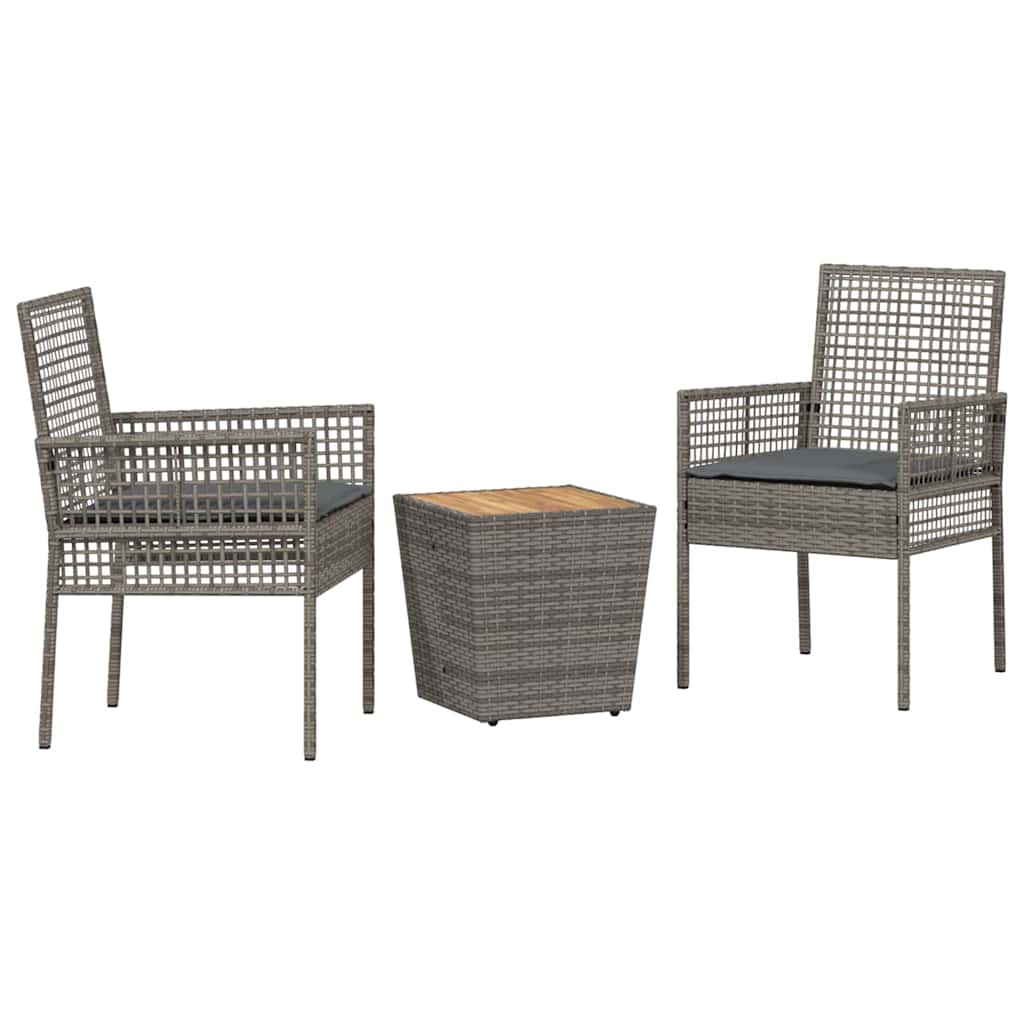 Zahradní Bistro Set 3 Ks Šedá Polyratan