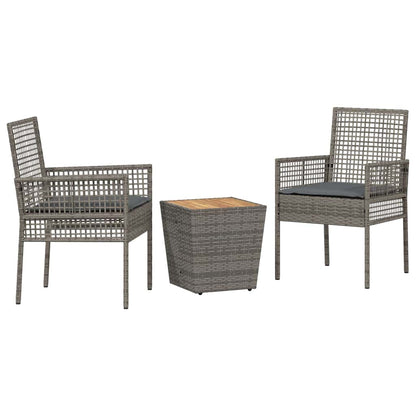Zahradní Bistro Set 3 Ks Šedá Polyratan