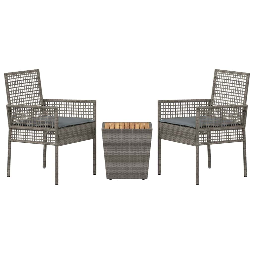 Zahradní Bistro Set 3 Ks Šedá Polyratan