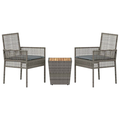 Zahradní Bistro Set 3 Ks Šedá Polyratan