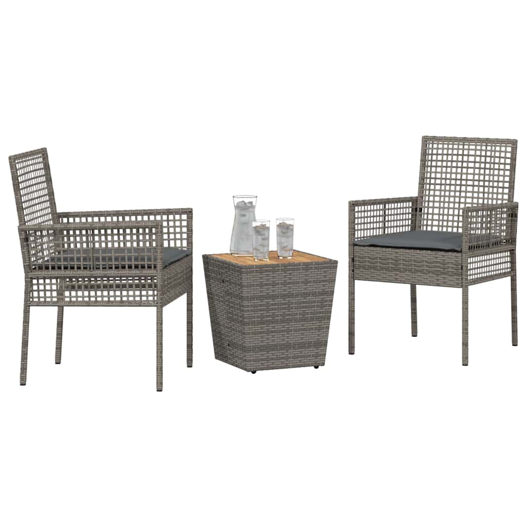 Zahradní Bistro Set 3 Ks Šedá Polyratan