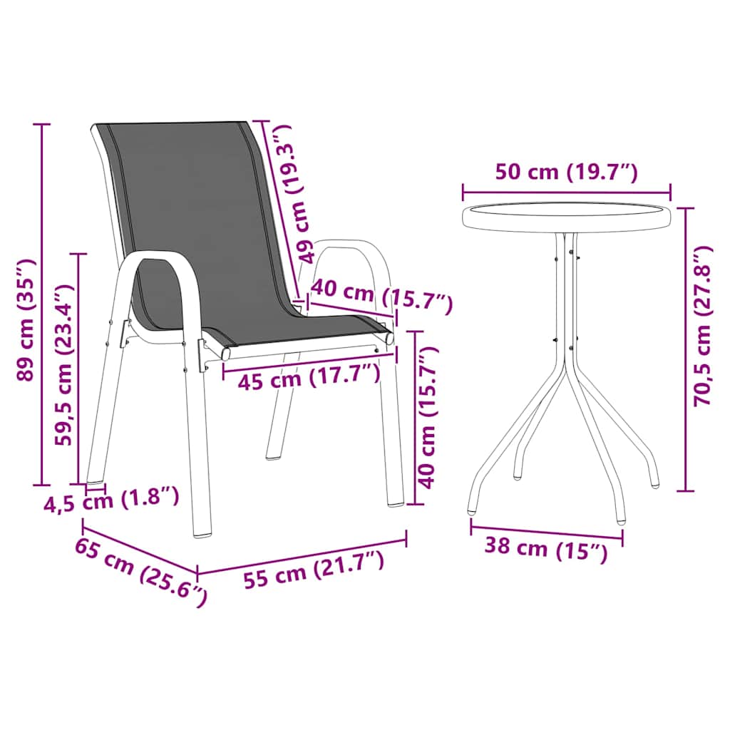 Zahradní Bistro Set 3 Ks Ocel