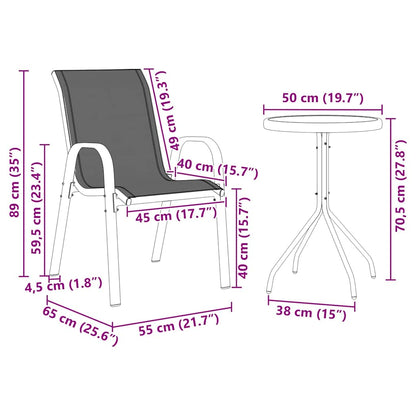 Zahradní Bistro Set 3 Ks Ocel