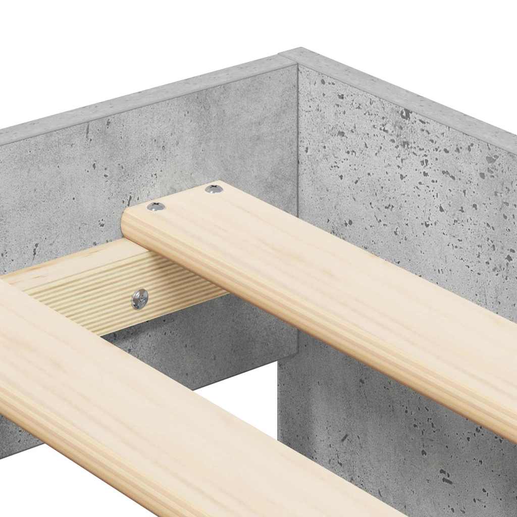 Rám Postele Betonově Šedá Kompozitní Dřevo