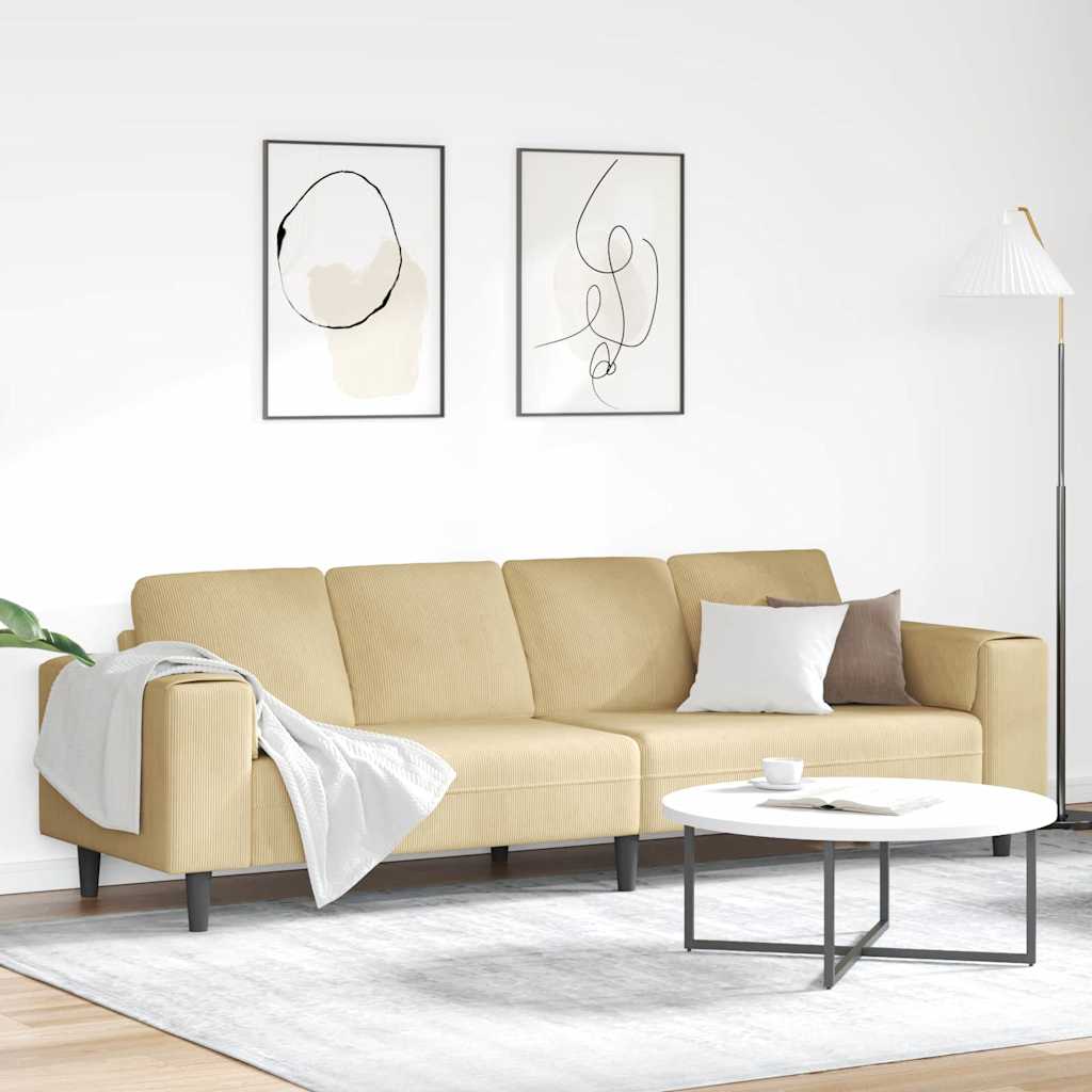 Pohovka 250 X 77 X 76 Cm Žebrovaná Látka