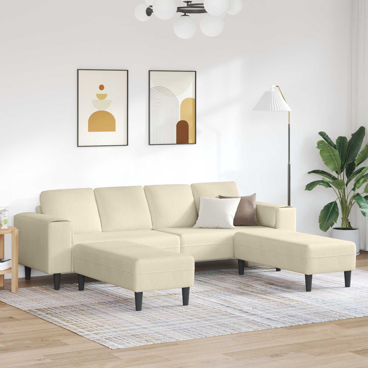 Pohovka 250 X 77 X 76 Cm Žebrovaná Látka