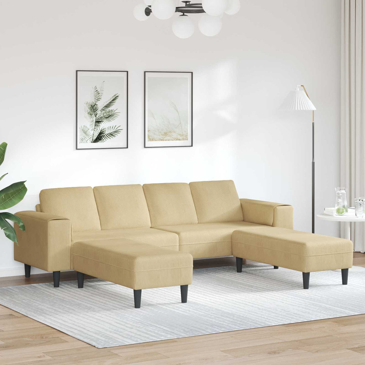 Pohovka 250 X 77 X 76 Cm Žebrovaná Látka