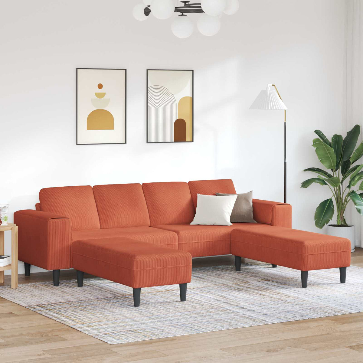 Pohovka 250 X 77 X 76 Cm Žebrovaná Látka