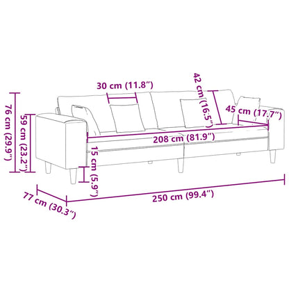 Pohovka 250 X 77 X 76 Cm Samet